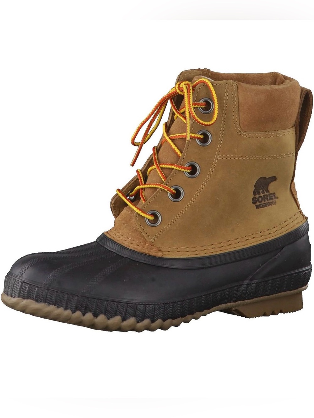 Youth Sorel Brown and Black Waterproof Lace-Up Duck Boot